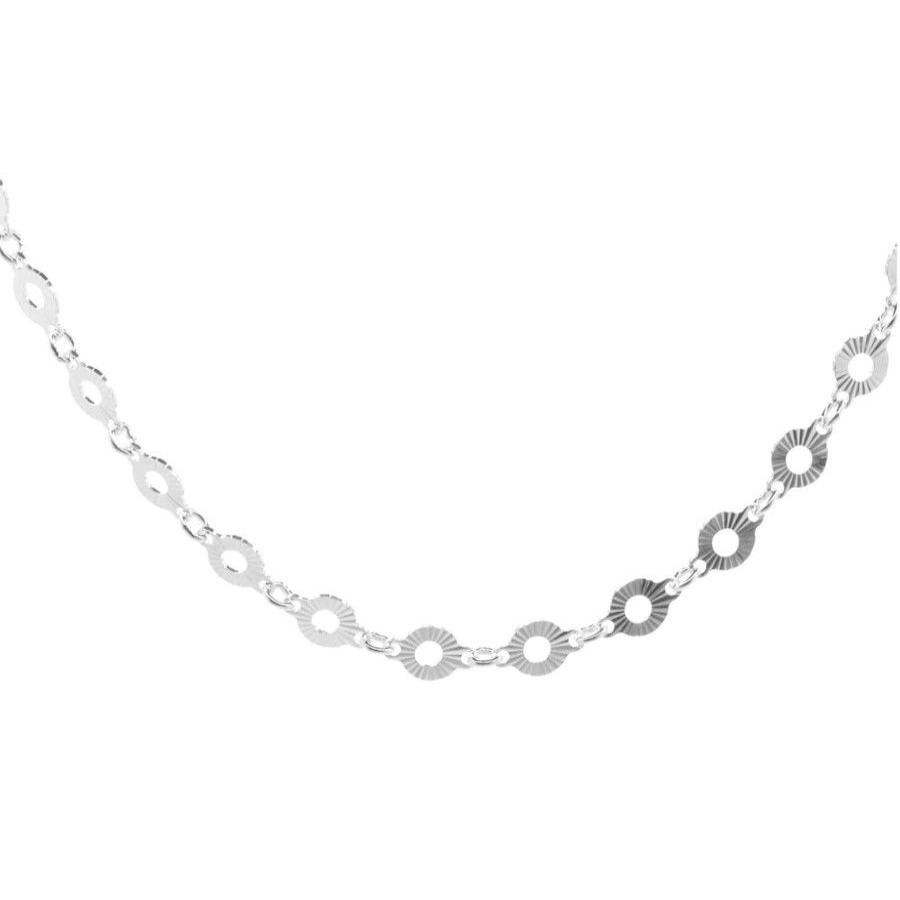 Joyas De Plata Marca DJOYAS | Cadena De Plata 925 Placas Caladas 45 Cm