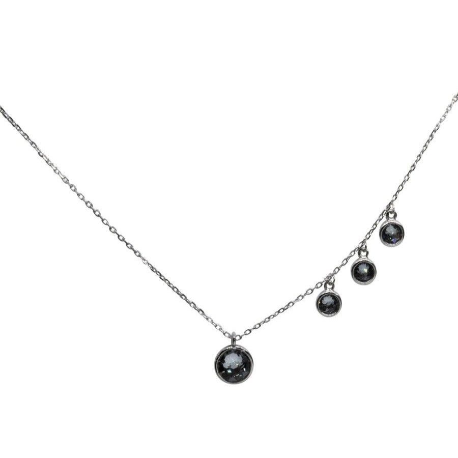 Joyas De Plata BLACK | Collar Circulos Cristal Swarovski Elements Oscuro