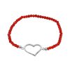 Joyas De Plata Marca DJOYAS Pulsera Con Piedra | Pulsera De Plata 925 Cristales Rojos Con Figura Corazon