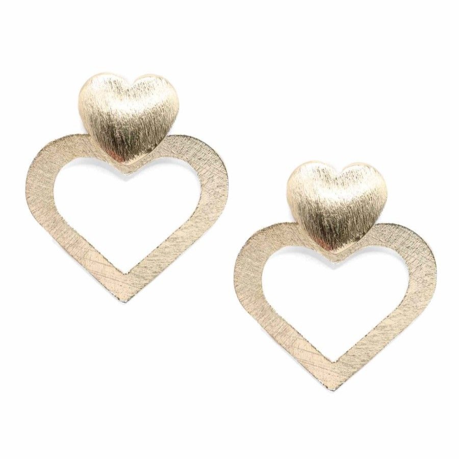 Joyas Enchapadas Marca DJOYAS Enchapado En Oro | Aros Enchapados En Oro Marco Doble Corazon