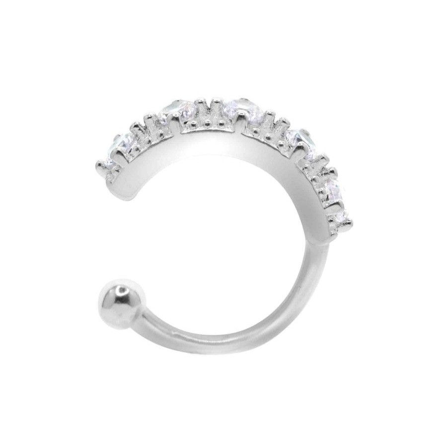 Joyas Enchapadas Marca DJOYAS Enchapado En Plata | Aro Enchapado En Plata Cuff Unico Con Circones