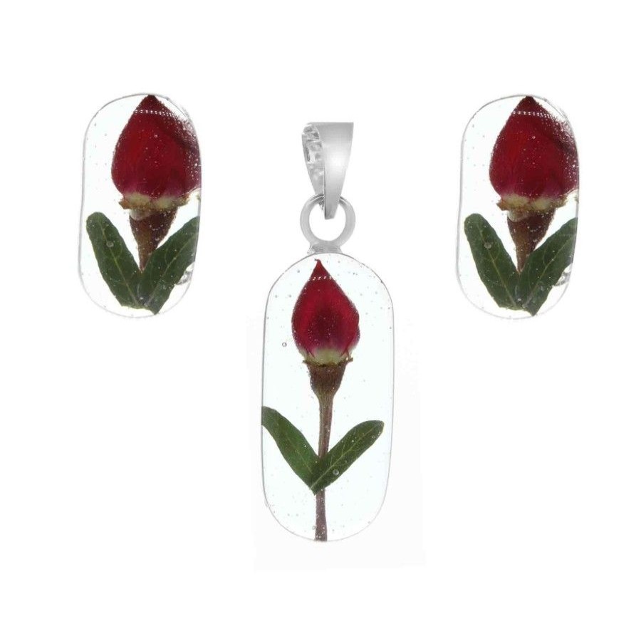 Joyas De Plata Joyas México | Conjunto De Plata 925 Naturaleza Muerta Mini Rosa