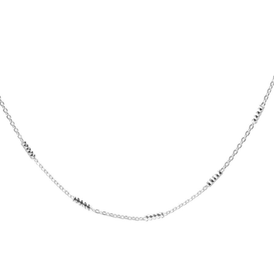 Joyas De Plata Marca DJOYAS | Cadena De Plata 925 Varitas De Mosaico 50 Cm