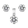 Joyas De Plata BLACK | Conjunto De Plata 925 Flor Con Circones