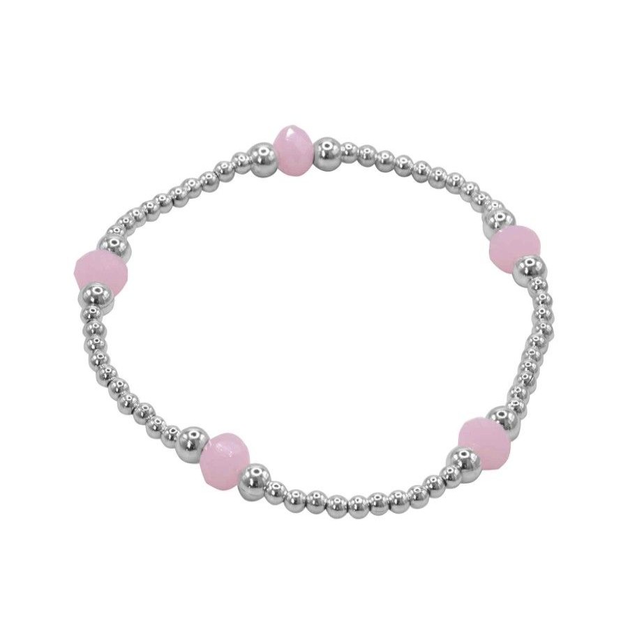 Joyas De Plata Marca DJOYAS Pulsera Con Piedra | Pulsera De Plata 925 Cuarzo Rosa Natural En Linea Esfera