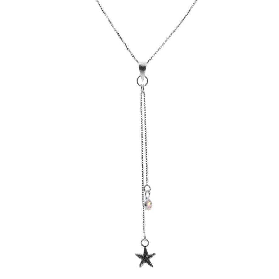 Joyas De Plata BLACK Collares Con Circon | Collar Estrella De Mar Con Circon Rosa