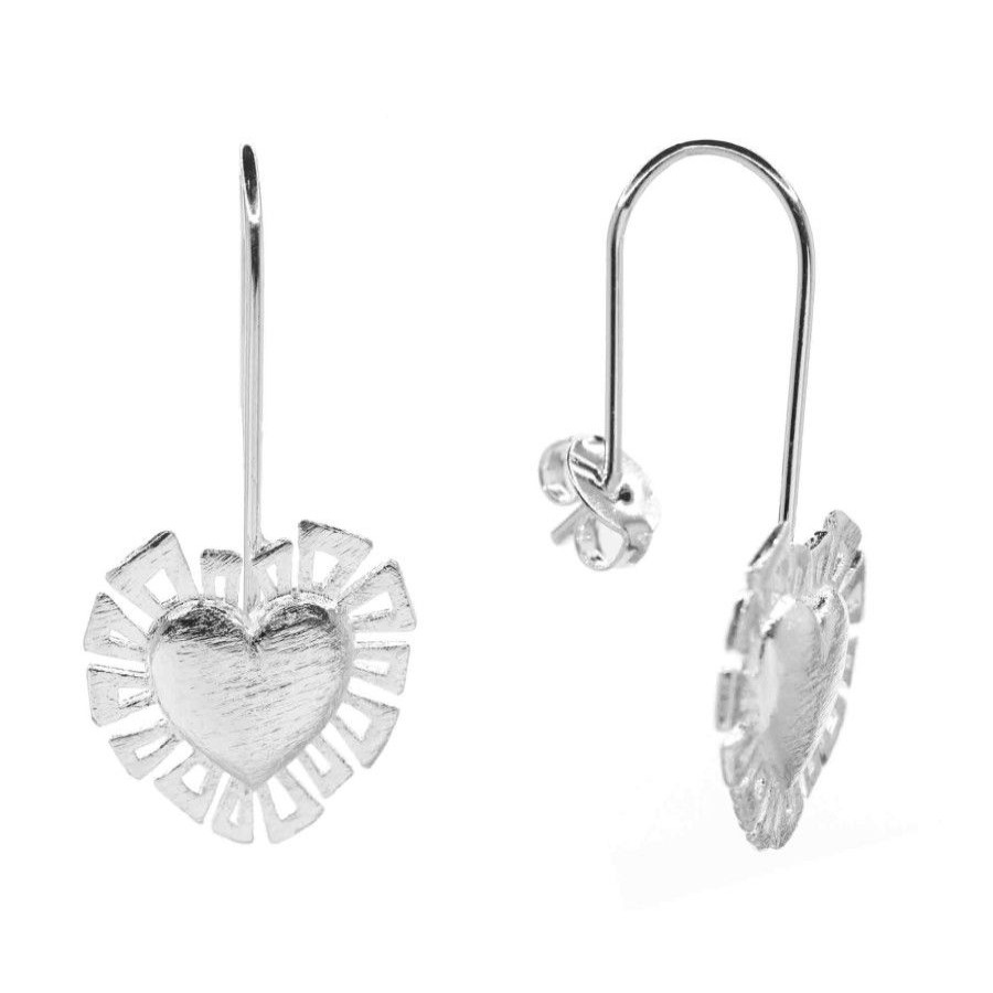 Joyas Enchapadas Marca DJOYAS Enchapado En Plata | Aros Enchapados En Plata Corazon Satinado