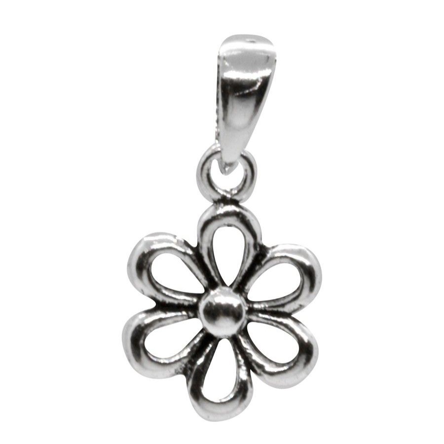 Joyas De Plata Marca DJOYAS Colgante Plata Lisa | Colgante De Plata 925 De Flor Pequena