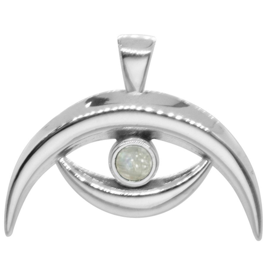 Joyas De Plata DistribuidoraDeJoyas.cl Colgante Piedra Natural | Colgante Doble Luna Con Piedra Luna