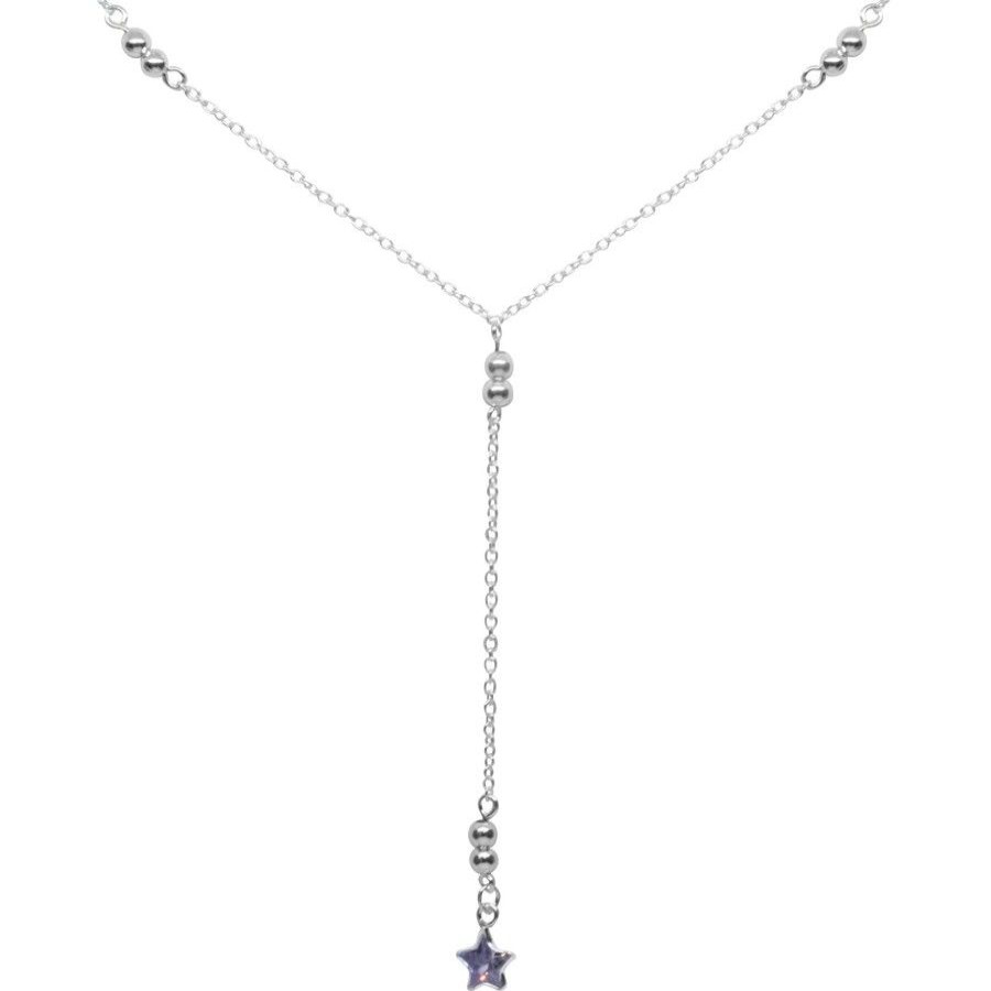 Joyas De Plata BLACK Collares Con Circon | Collar Esferas Con Cristal Lavanda