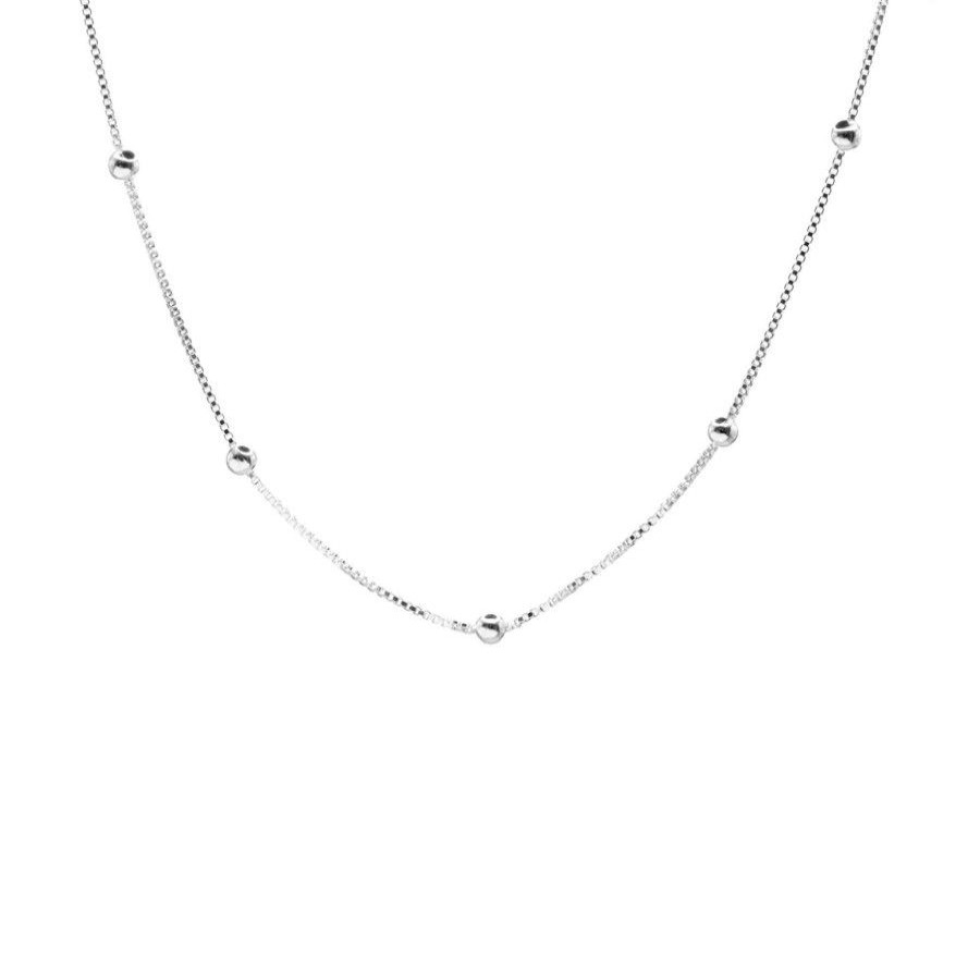 Joyas De Plata Marca DJOYAS | Cadena Veneciana Con Esferas 45Cm