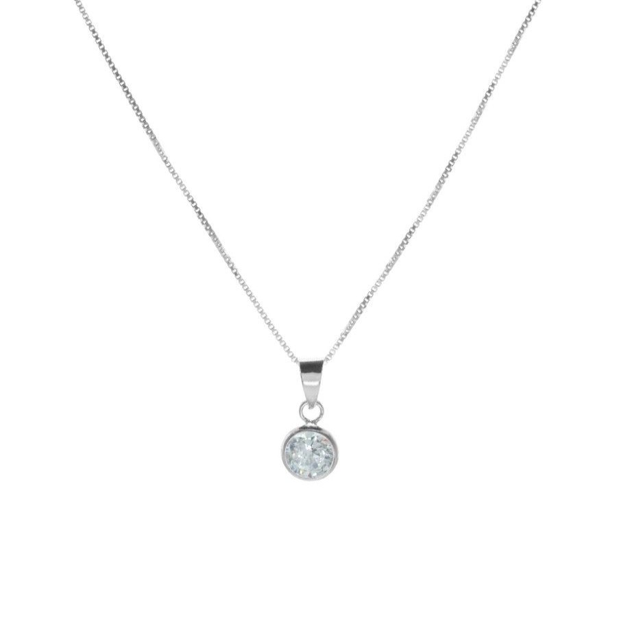 Joyas De Plata Marca DJOYAS Collares Con Circon | Collar De Plata 925 Punto De Luz 45 Cm