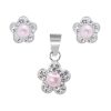 Joyas De Plata Marca DJOYAS | Conjunto De Plata 925 Strass Flores Con Perlas Rosas