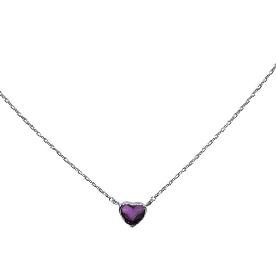 Joyas De Plata BLACK | Collar De Plata 925 Corazon Cristal Swarovski Elements Purpura