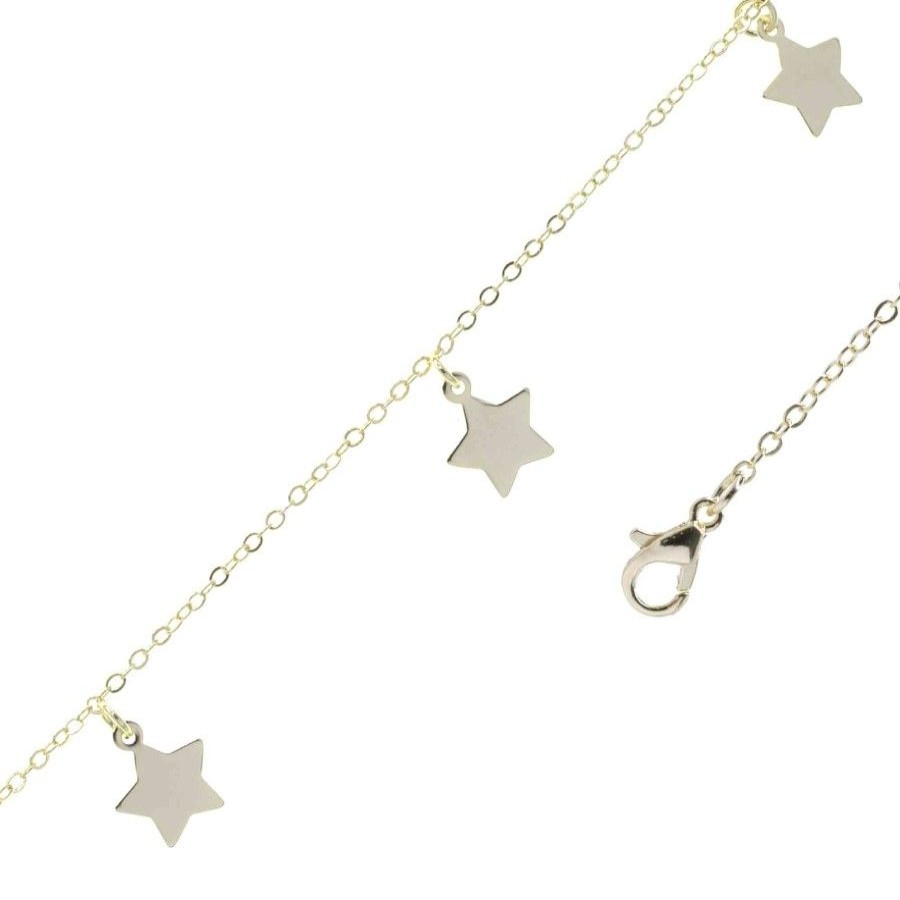 Joyas Enchapadas Marca DJOYAS | Pulsera Enchapada En Oro Placas De Estrellas