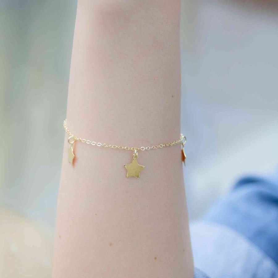 Joyas Enchapadas Marca DJOYAS | Pulsera Enchapada En Oro Placas De Estrellas