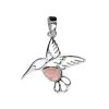 Joyas De Plata Piedras Naturales Colgante Piedra Natural | Colgante De Plata 925 Figura Colibri Con Piedra De Cuarzo Rosa