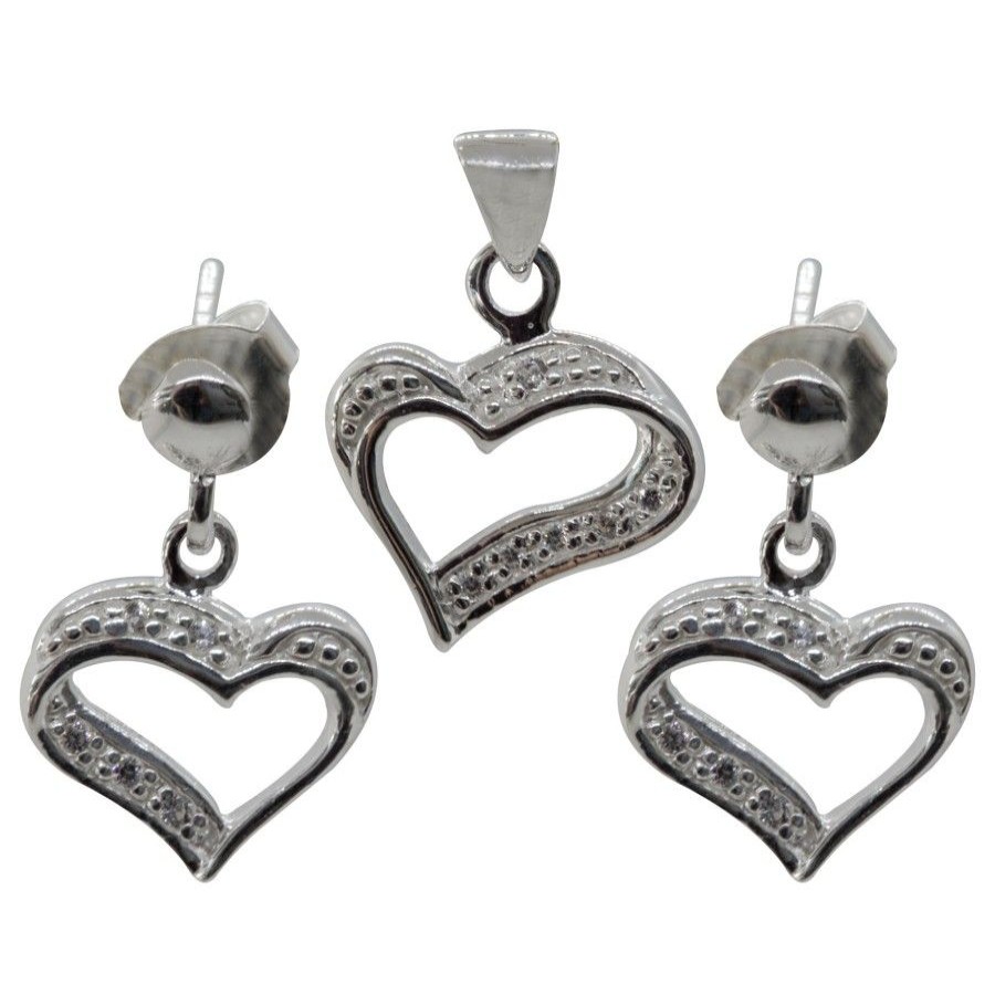 Joyas De Plata BLACK | Conjunto Plata 925 Corazones Microcircones