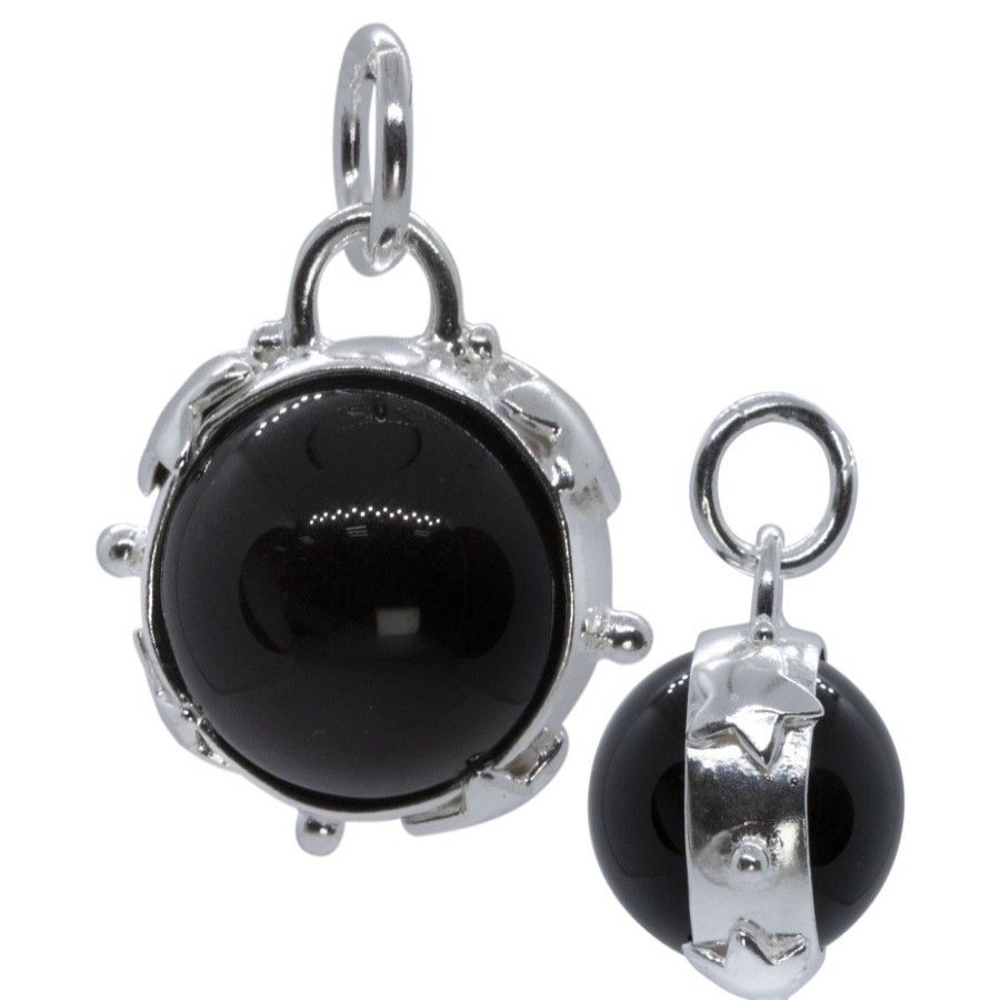 Joyas De Plata BLACK Colgante Piedra Natural | Colgante Esfera Con Piedra Onix