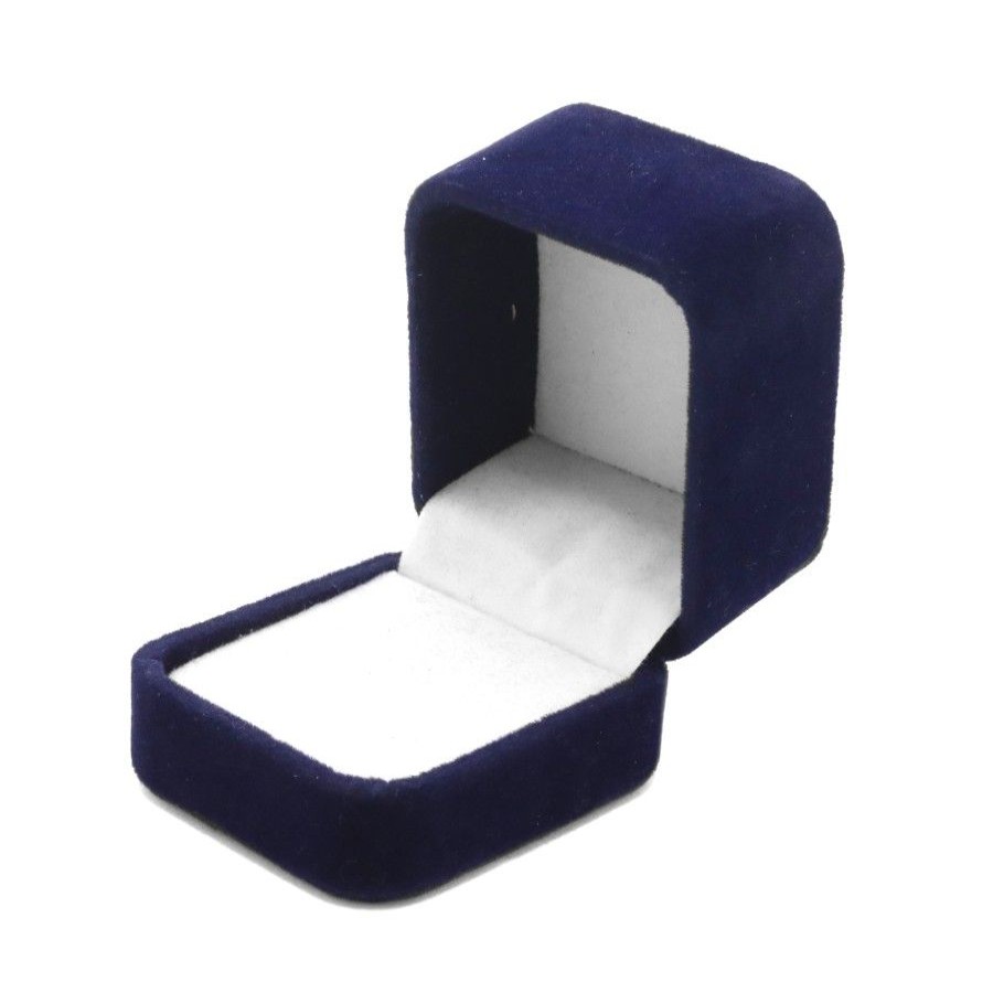 Accesorios Marca DJOYAS | Caja Cuadrada De Terciopelo Azul Para Anillo-Aro