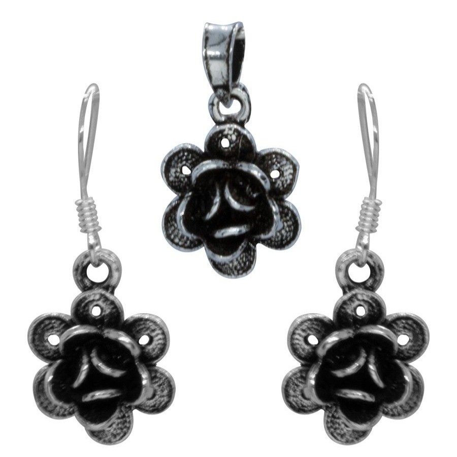 Joyas De Plata DistribuidoraDeJoyas.cl | Conjunto Flores Cerradas