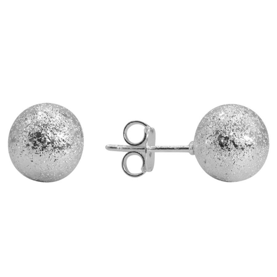 Joyas Enchapadas Marca DJOYAS Enchapado En Plata | Aros Enchapados En Plata Esferas Satinadas 9 Mm