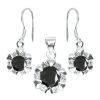 Joyas De Plata BLACK | Conjunto Flores Circon Onix