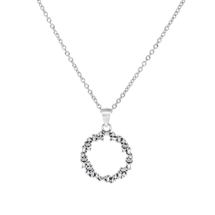 Joyas De Plata Marca DJOYAS Collares Con Circon | Collar De Plata 925 Circulo De Circones