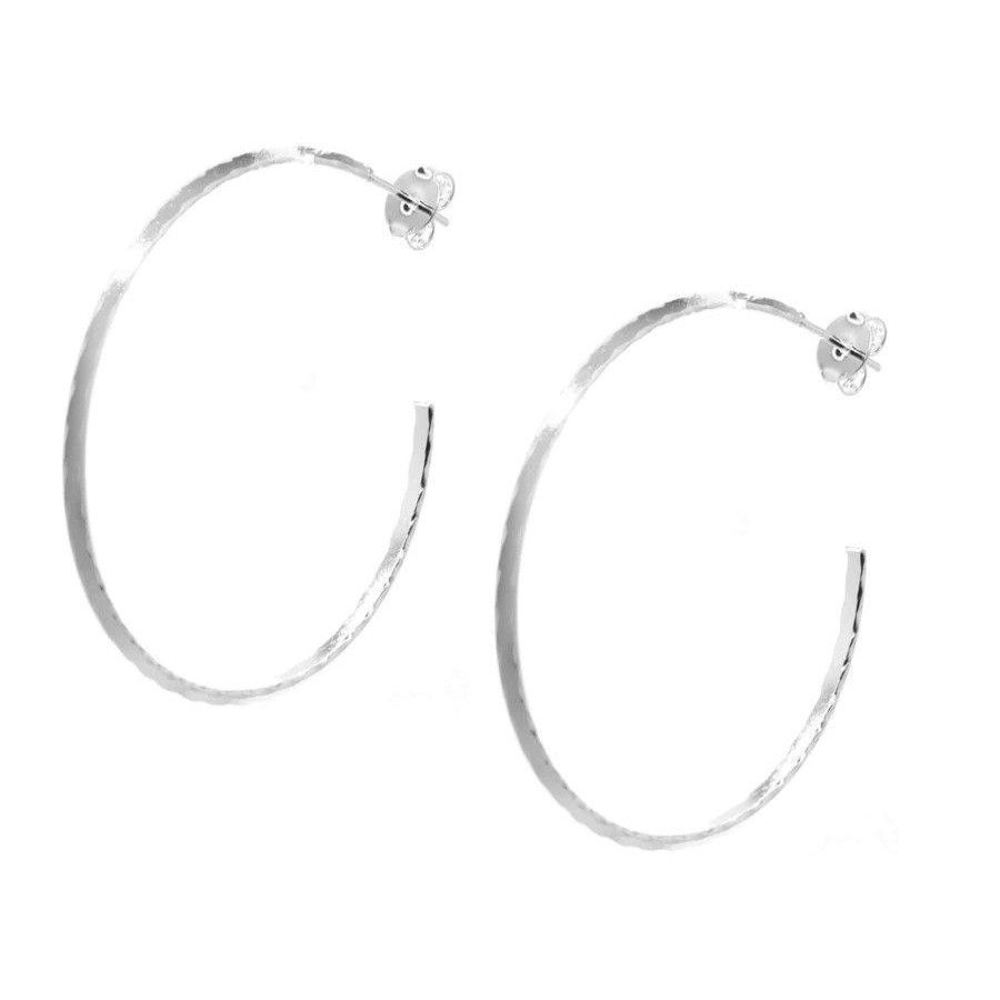 Joyas Enchapadas Marca DJOYAS Enchapado En Plata | Aros Enchapados En Plata Argollas Relieve 47 Mm