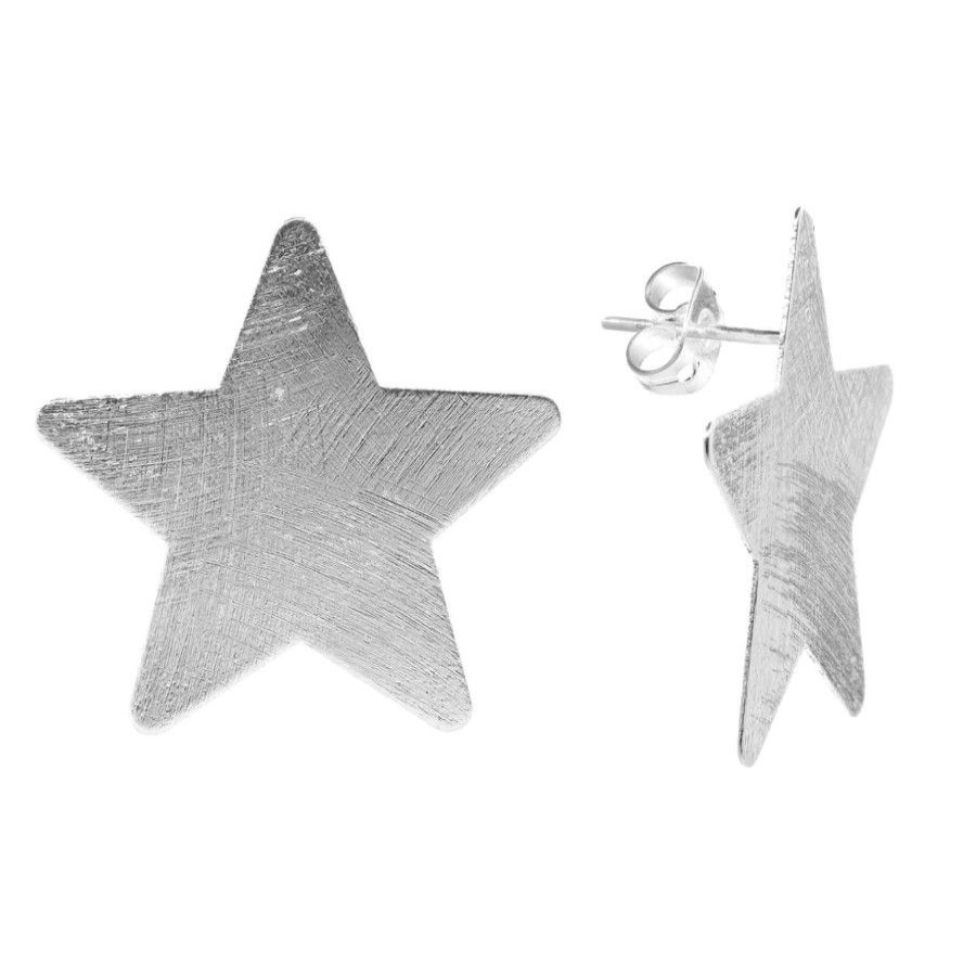 Joyas Enchapadas Marca DJOYAS Enchapado En Plata | Aros Enchapados En Plata Estrellas Satinadas