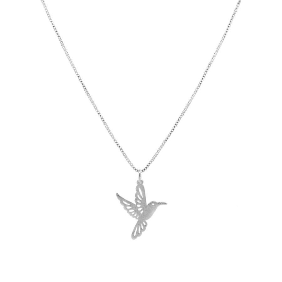 Joyas Enchapadas Marca DJOYAS | Collar Enchapado En Plata Colibri Satinado