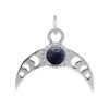 Joyas De Plata Piedras Naturales Colgantes Lapidado | Colgante De Plata 925 Media Luna Con Lapislazuli