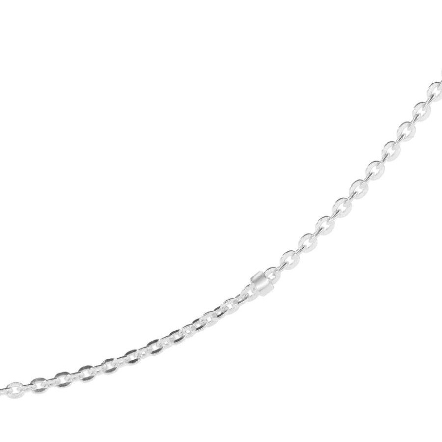 Joyas De Plata Marca DJOYAS | Cadena De Plata 925 Pequenos Eslabones Con Cilindros 45 Cm