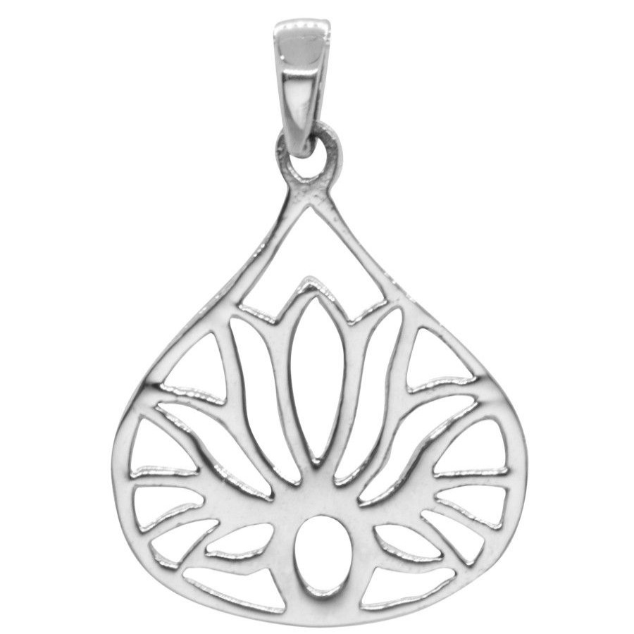 Joyas De Plata DistribuidoraDeJoyas.cl Colgante Plata Lisa | Colgante Gota Flor De Loto