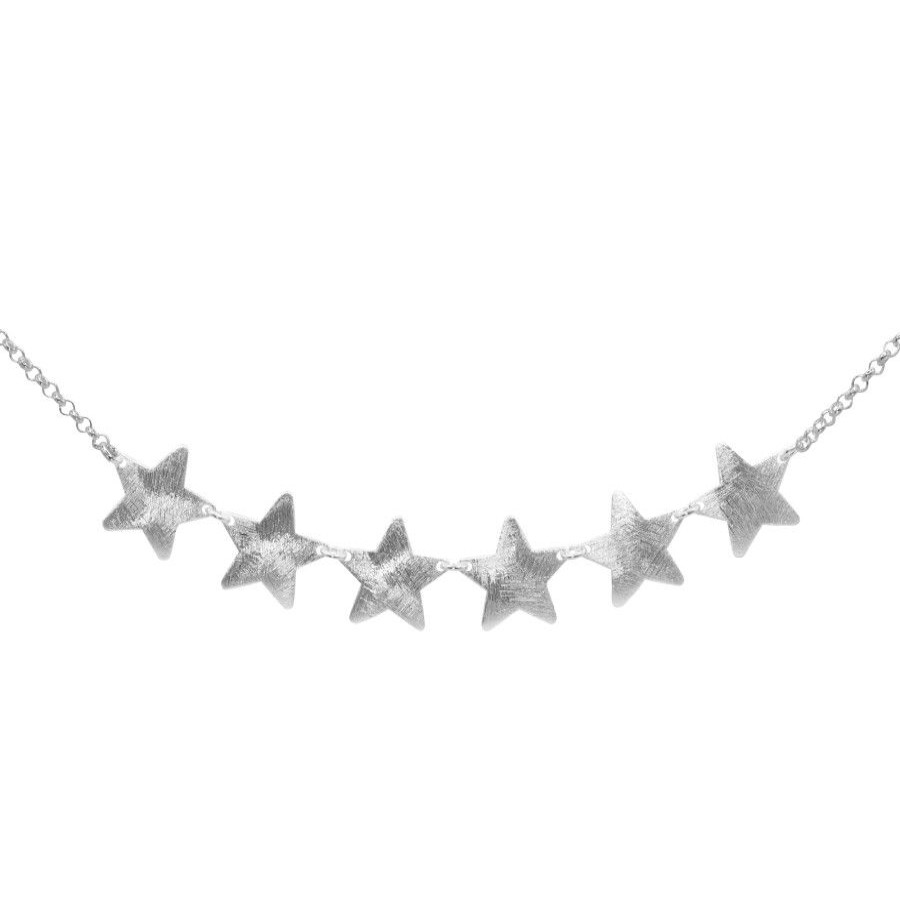 Joyas Enchapadas Marca DJOYAS | Collar Enchapado En Plata Estrellas Satinadas