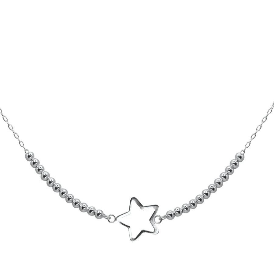 Joyas De Plata Marca DJOYAS Collares De Plata | Collar De Plata 925 Esferas Con Estrella