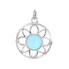 Joyas De Plata Marca DJOYAS Colgante Piedra Natural | Colgante De Plata 925 Figura Flor Con Piedra Calcedonia