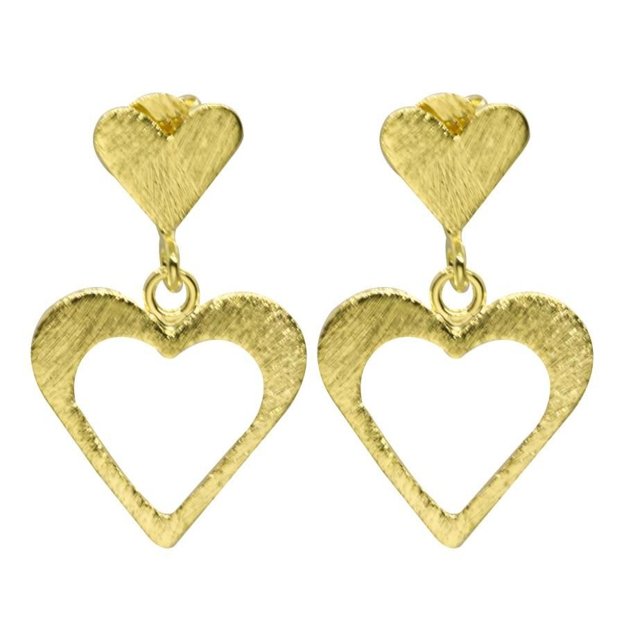 Joyas Enchapadas BLACK Enchapado En Oro | Aros Enchapados En Oro Corazon Satinados