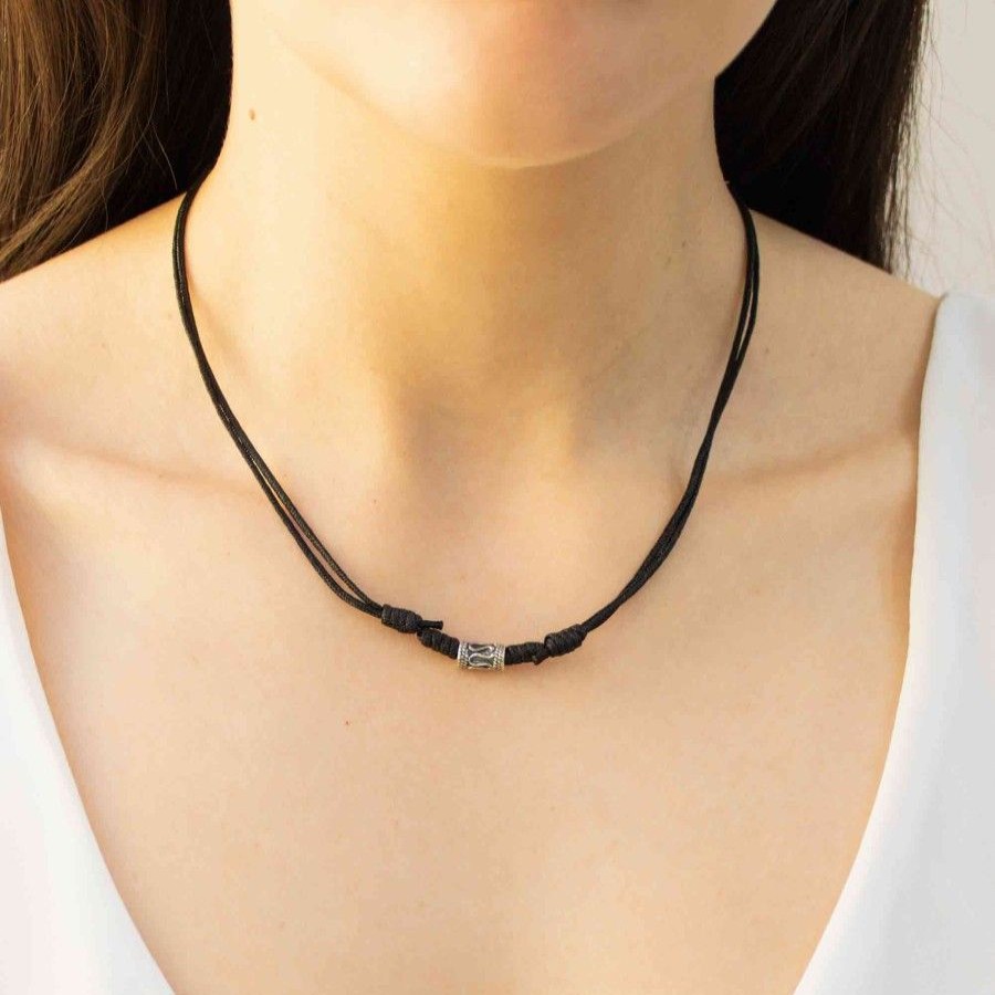 Joyas De Plata BLACK Collares De Plata | Collar De Plata 925 Hilo Negro Con Dije Diseno