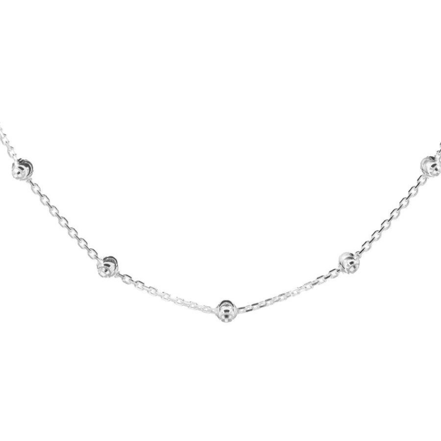 Joyas De Plata Marca DJOYAS | Cadena De Plata 925 Eslabones Y Esferas Con Diseno 50 Cm