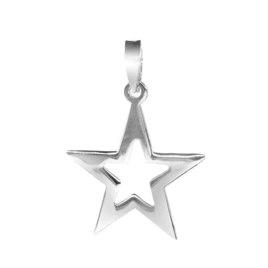 Joyas De Plata Marca DJOYAS Colgante Plata Lisa | Colgante De Plata 925 Silueta De Estrella