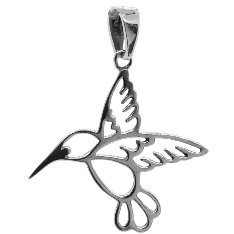 Joyas De Plata Marca DJOYAS Colgante Plata Lisa | Colgante De Dibujo De Colibri En Plata 925