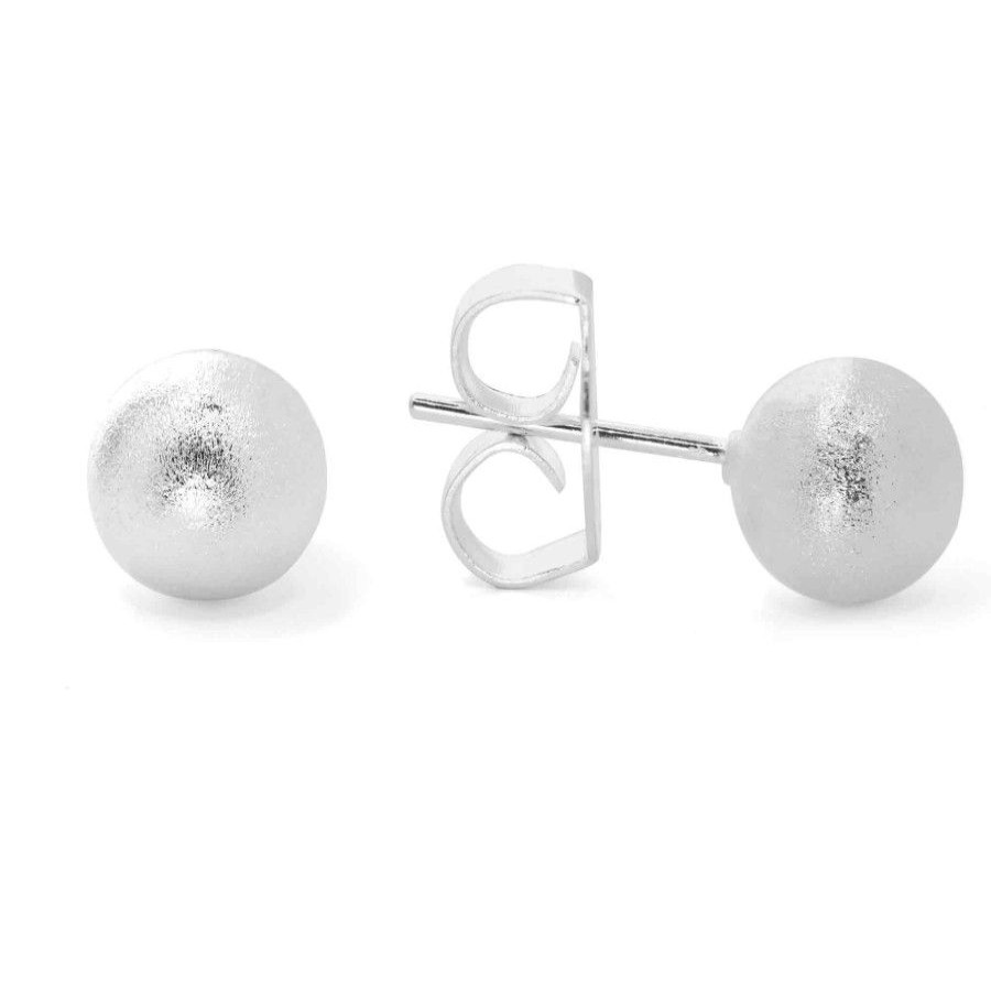 Joyas Enchapadas Marca DJOYAS Enchapado En Plata | Aros Enchapados En Plata Esferas Satinadas 6 Mm