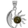 Joyas De Plata DistribuidoraDeJoyas.cl Colgante Piedra Natural | Colgante Sol Y Luna Con Piedra Labradorita