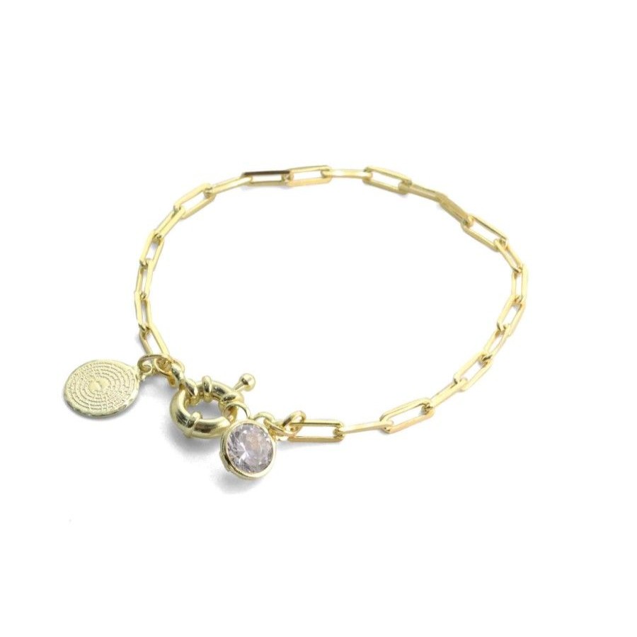 Joyas Enchapadas Marca DJOYAS | Pulsera Enchapada En Oro Padre Nuestro Con Circon