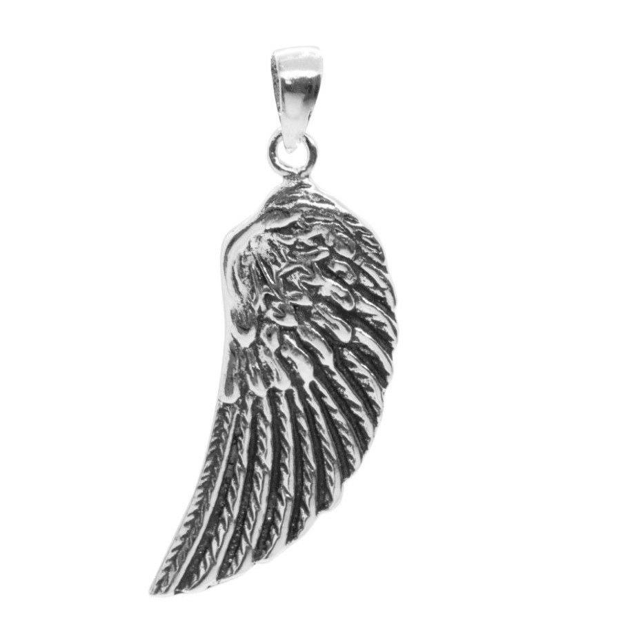 Joyas De Plata BLACK Colgante Plata Lisa | Colgante De Plata 925 De Pluma Realista