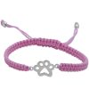 Joyas De Plata BLACK Pulsera Macrame Hilo | Pulsera Macrame Rosa Huella