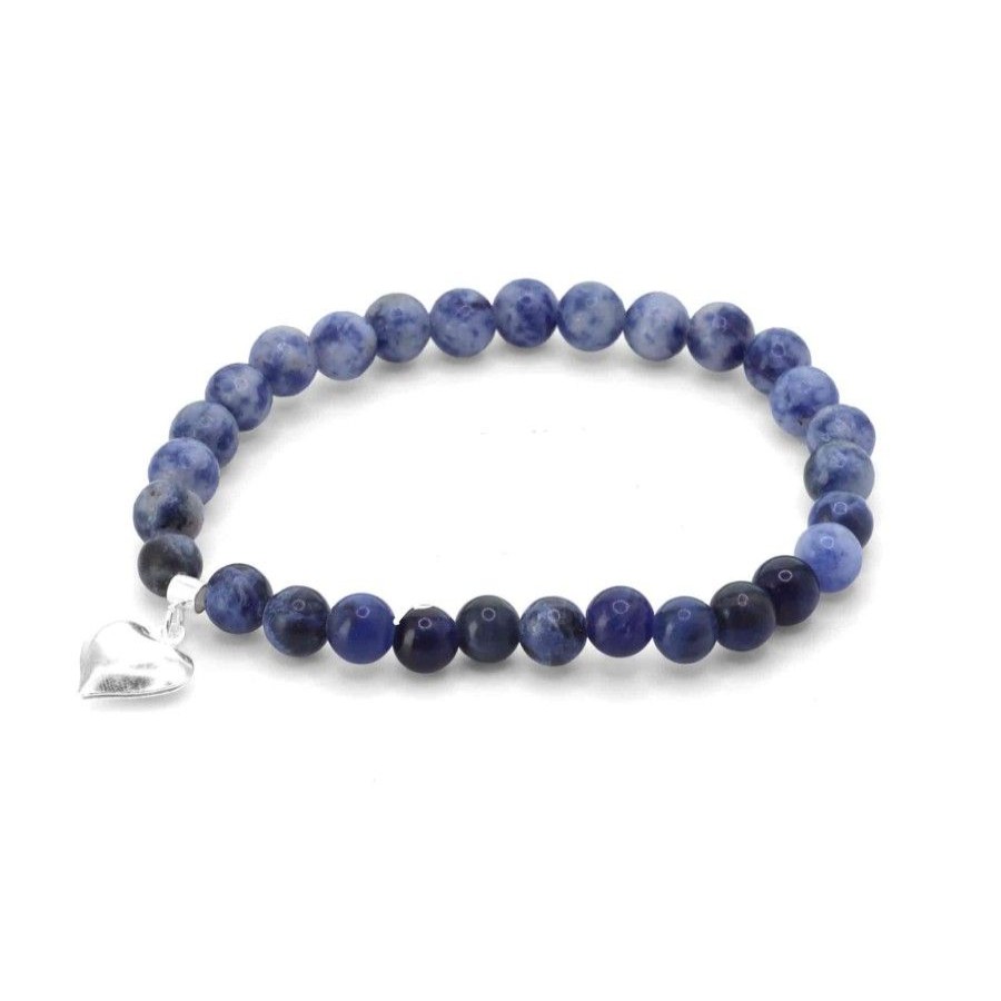 Joyas Enchapadas Marca DJOYAS | Pulsera Enchapada En Plata Lapislazuli Con Corazon