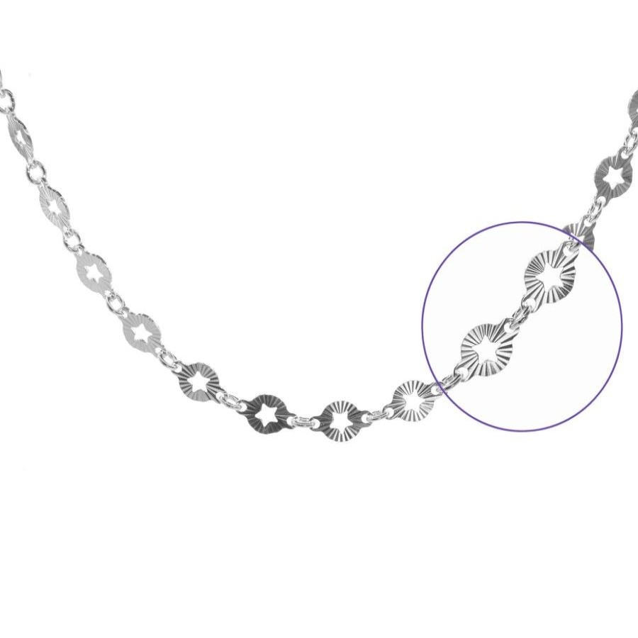 Joyas De Plata Marca DJOYAS | Cadena De Plata 925 Placa Estrella De 40 Cm