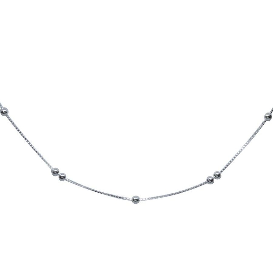 Joyas De Plata DistribuidoraDeJoyas.cl | Cadena Veneciana Con Esferas 60 Cm